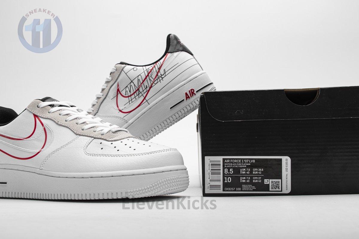 CK9257-100 Nike Air Force 1 ’07 LV8 White Black Pure Platinum